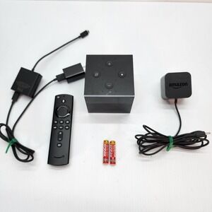 Amazon Fire TV Cube V1 Media Streamer with Ethernwt adapter included.